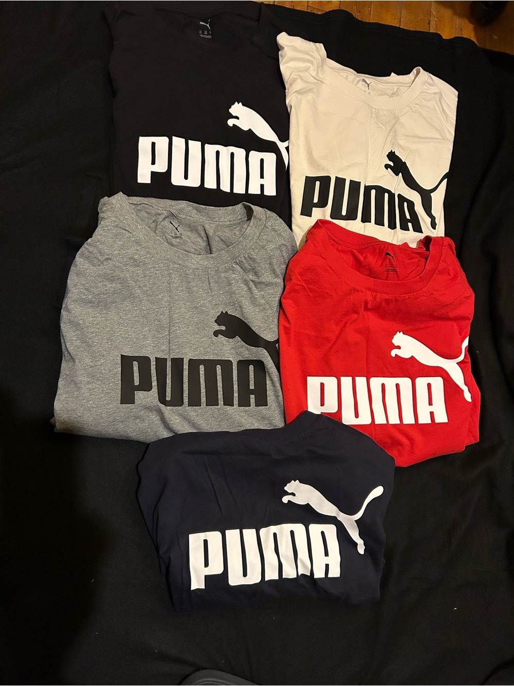 Lot 5 PUMA 4XL Men’s Short Sleeve Logo Tee — Red, Black, Beige, Gray, Navy